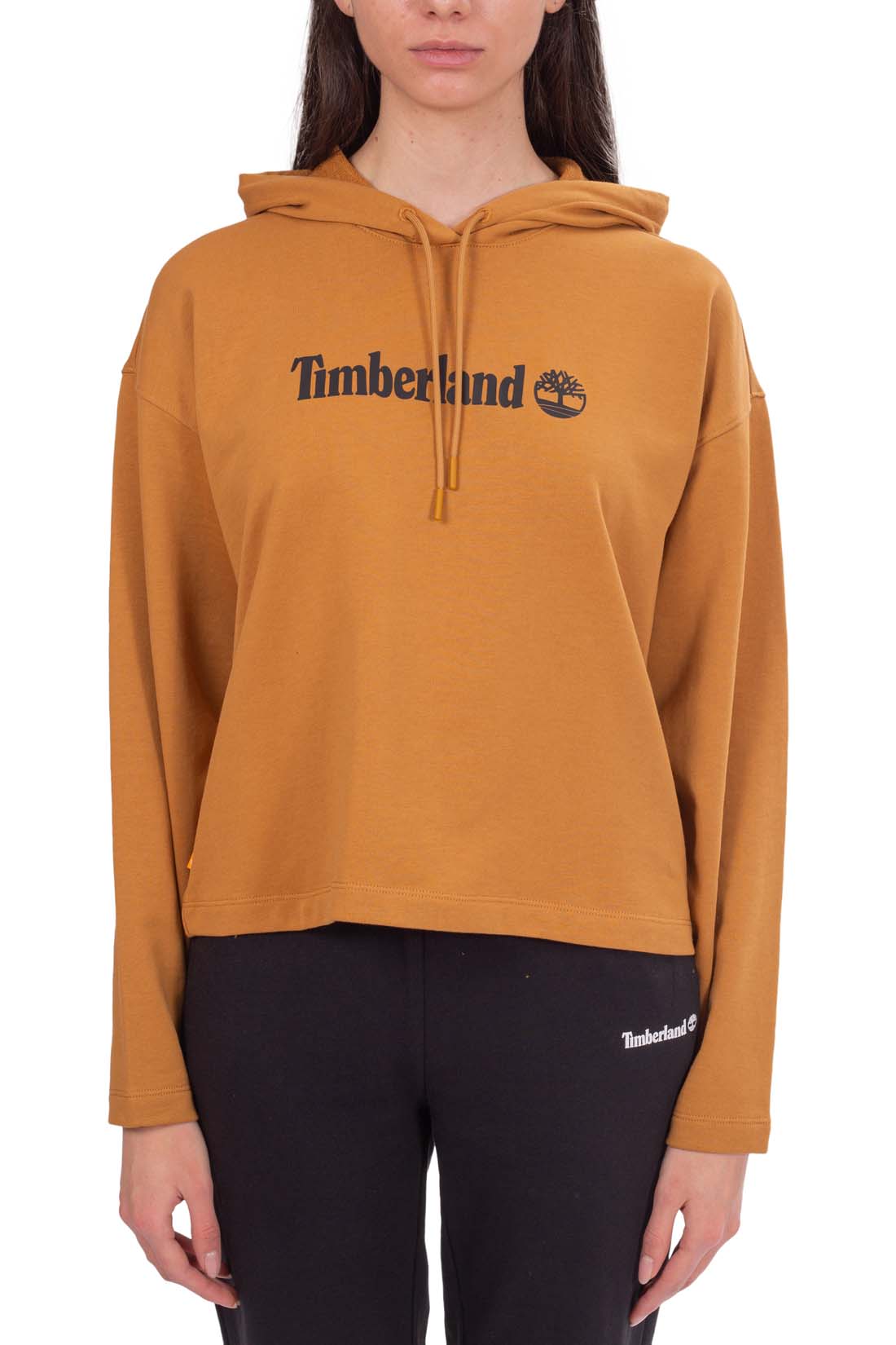 TIMBERLAND - Women's boxy hoodie with linear logo  - Size L-7