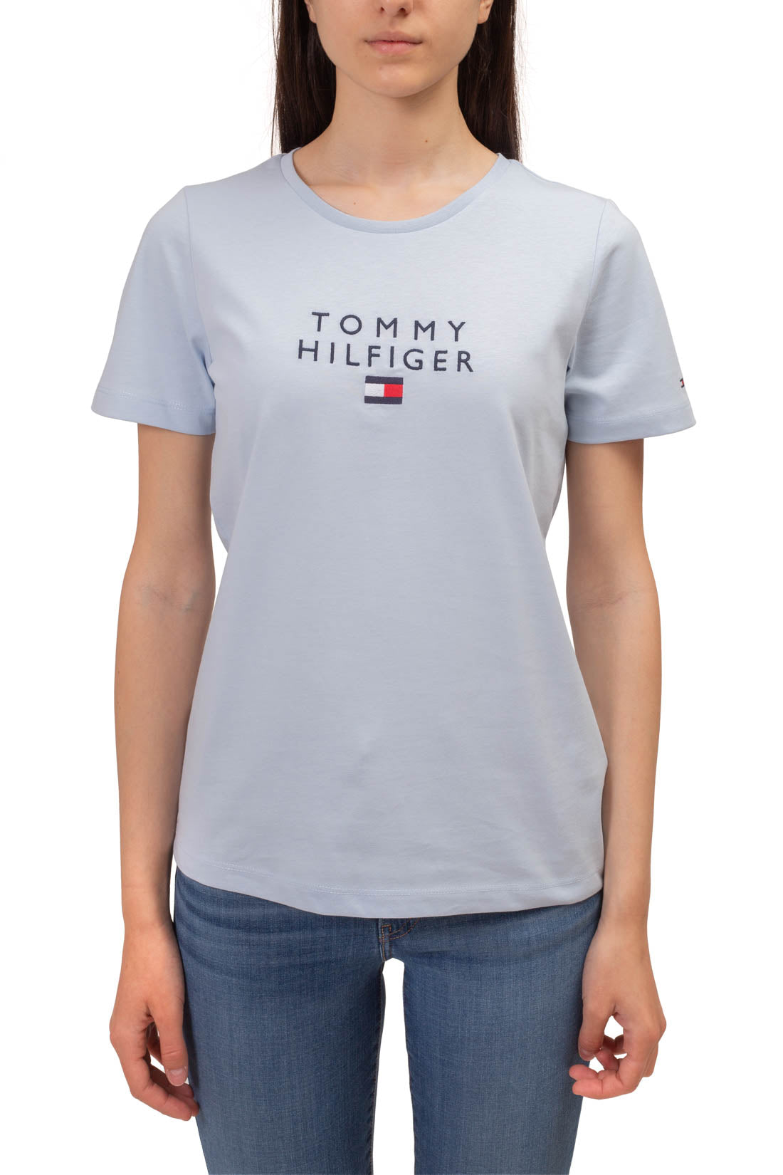 TOMMY HILFIGER - Women's basic T-shirt with logo  - Size S-10