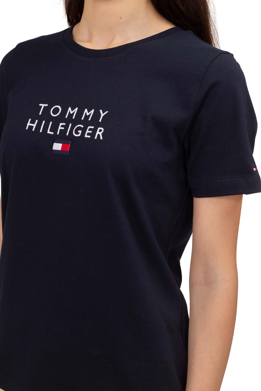 TOMMY HILFIGER - Women's basic T-shirt with logo  - Size S-20