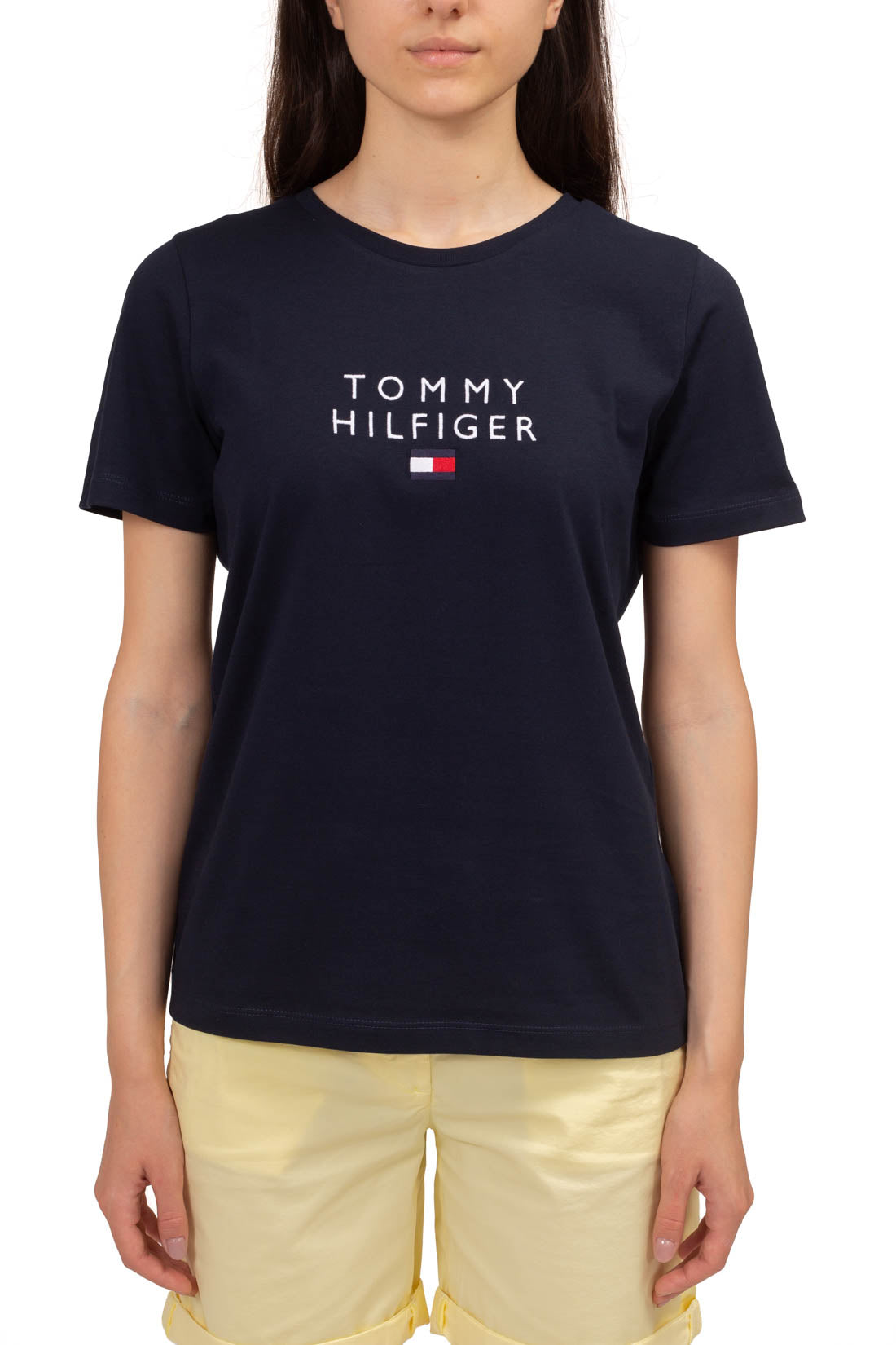 TOMMY HILFIGER - Women's basic T-shirt with logo  - Size S-19