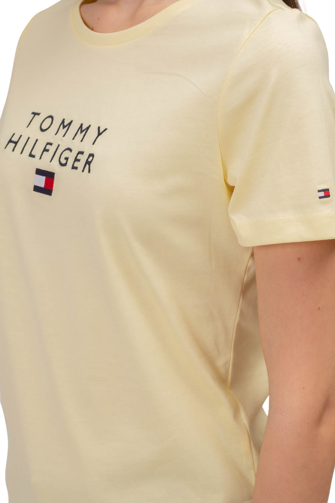TOMMY HILFIGER - Women's basic T-shirt with logo  - Size S-32