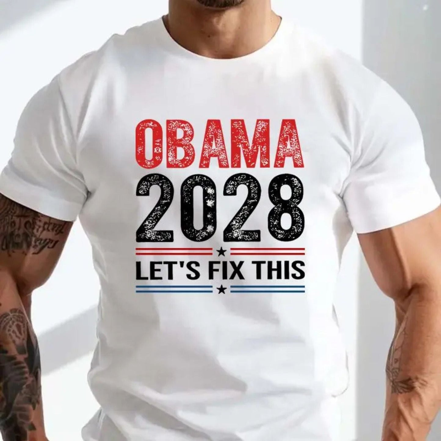Obama 2028 "Let's Fix This" T-Shirt - Political Humor Tee, Presidential Campaign Slogan Apparel