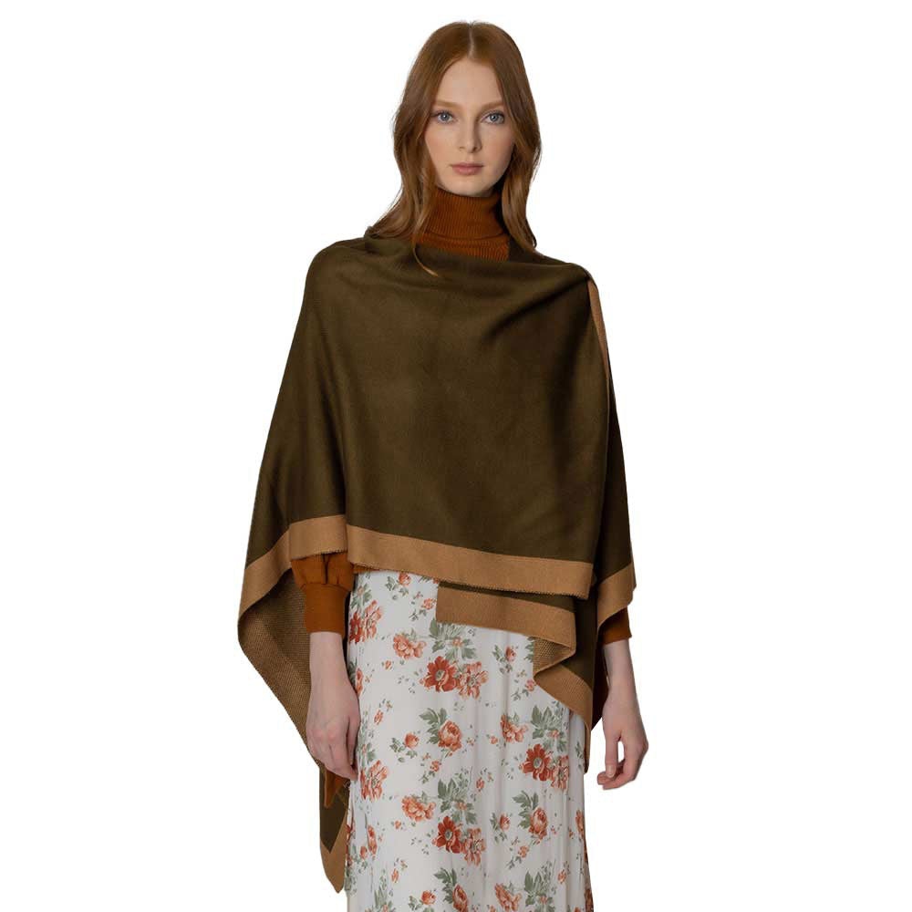 Bordered Ruana With Shoulder Strap