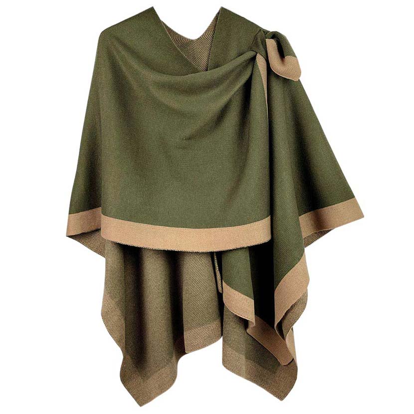 Bordered Ruana With Shoulder Strap