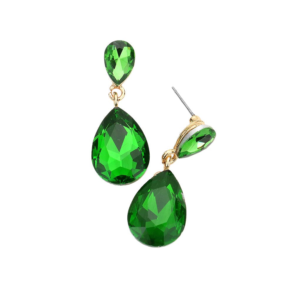 Glass Crystal Teardrop Dangle Earrings