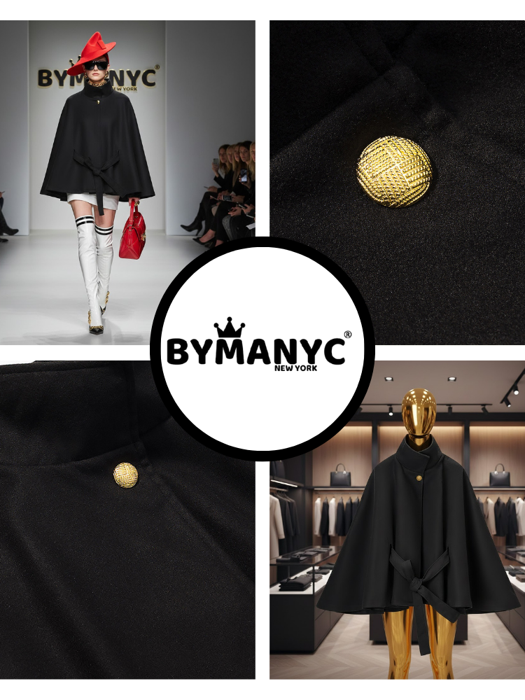 Onyx Belted Cape • FIFTH AVE New Collection BYMANYC ® New York-1