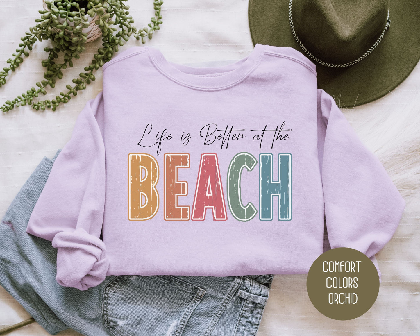 Life is Better at the Beach Comfort Colors Sweatshirt-3