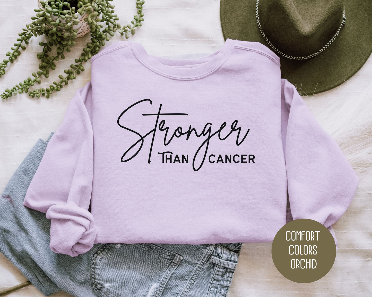 Stronger Than Cancer Comfort Colors Sweatshirt-4