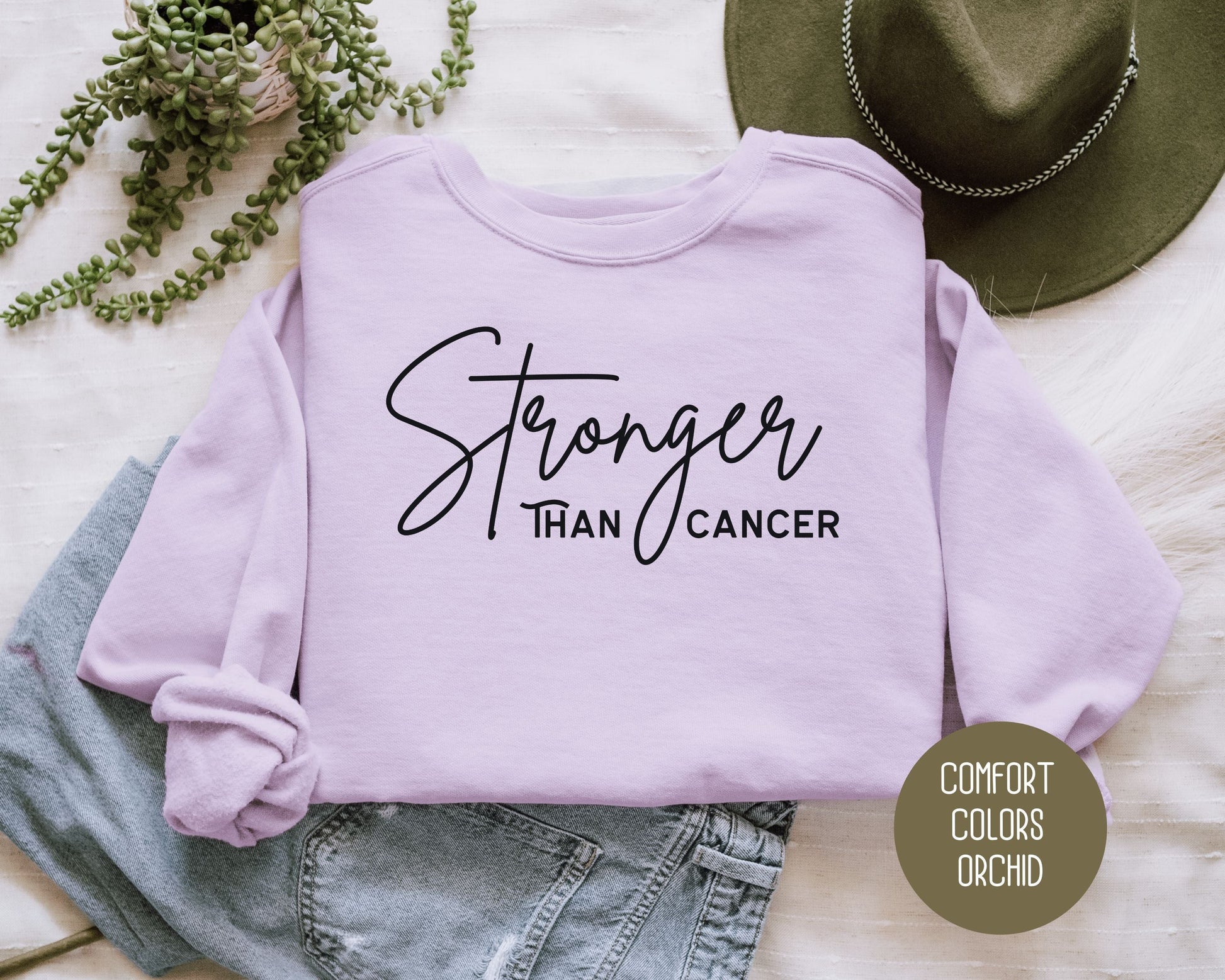 Stronger Than Cancer Comfort Colors Sweatshirt-4