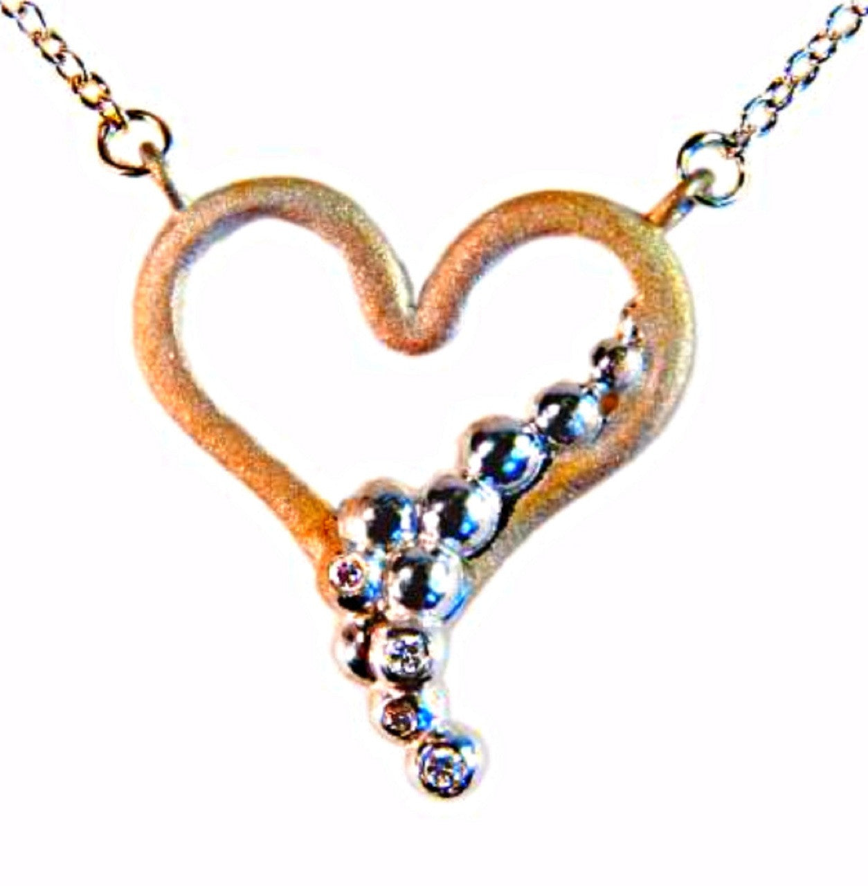 Heart Flow Necklace with Overflowing Diamonds  in 18K Gold-0