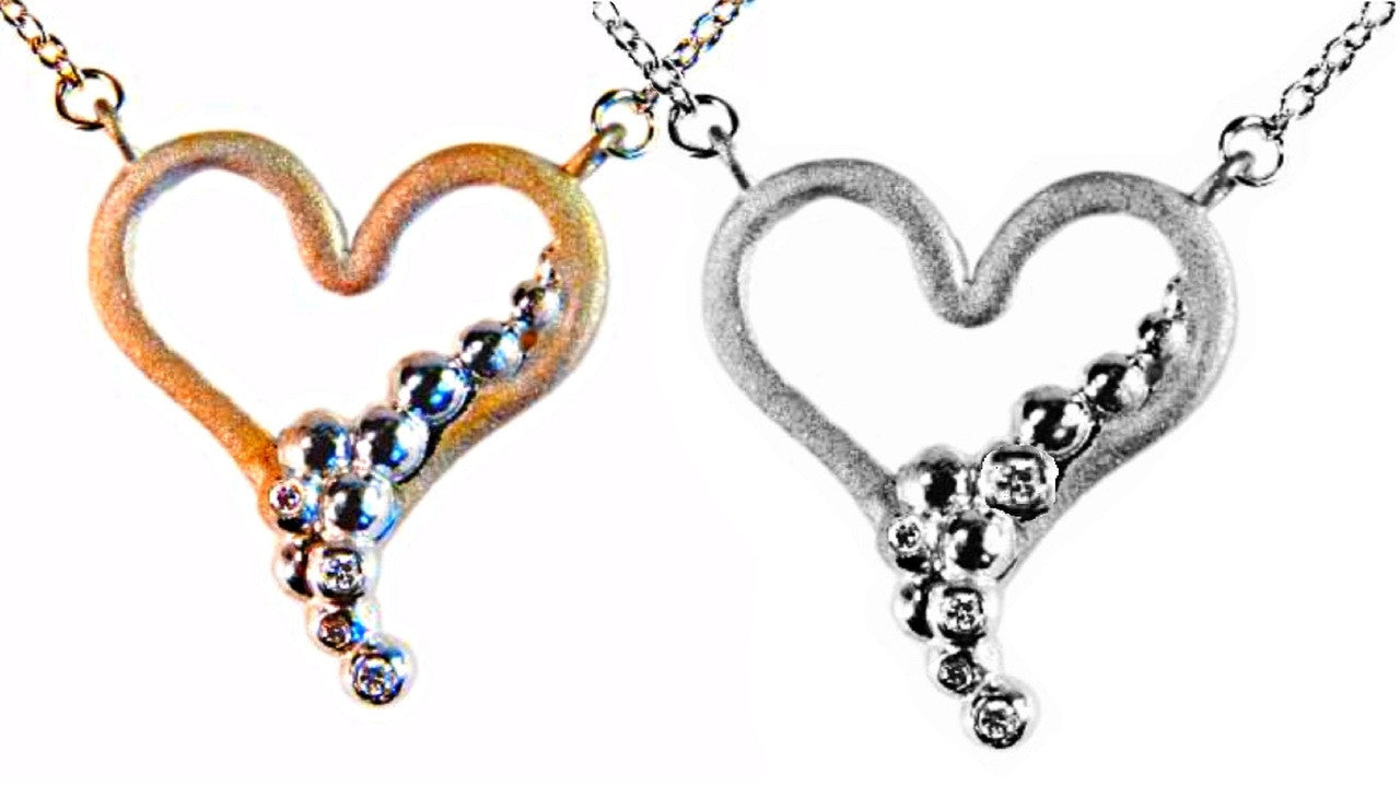 Heart Flow Necklace with Overflowing Diamonds  in 18K Gold-4