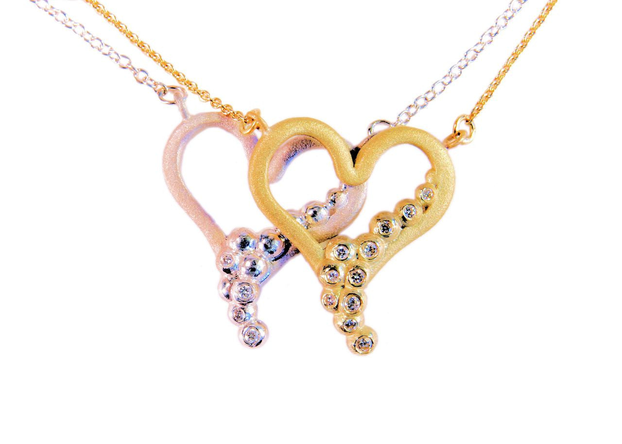 Heart Flow Necklace with Overflowing Diamonds  in 18K Gold-6