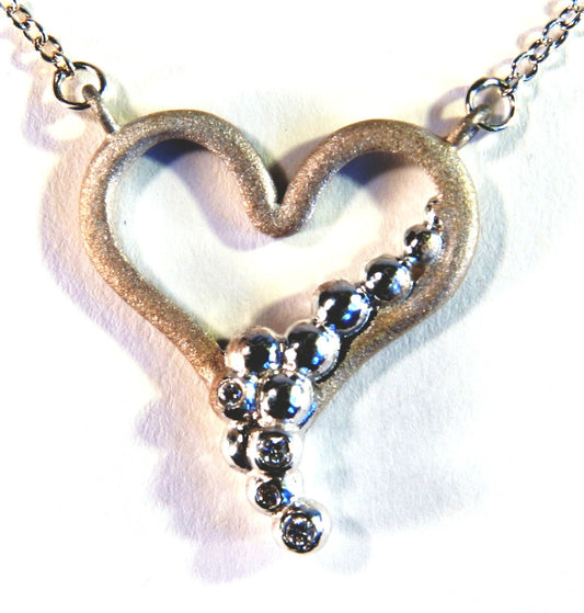Heart Flow Necklace with Overflowing Diamonds  in 18K Gold-10