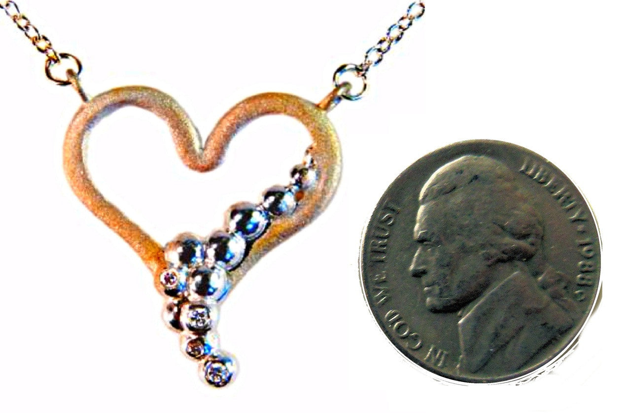 Heart Flow Necklace with Overflowing Diamonds  in 18K Gold-8