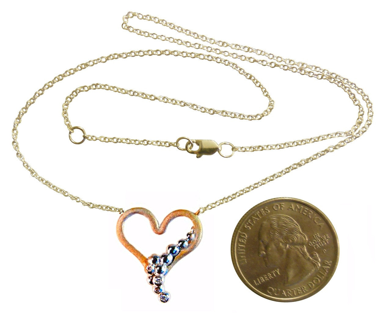 Heart Flow Necklace with Overflowing Diamonds  in 18K Gold-5