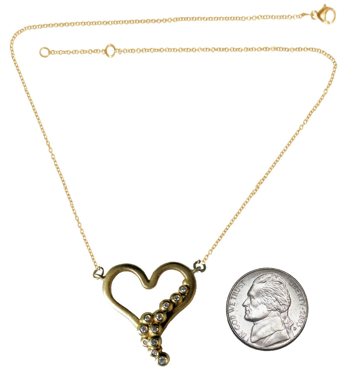 Heart Flow Necklace with Overflowing Diamonds  in 18K Gold-1