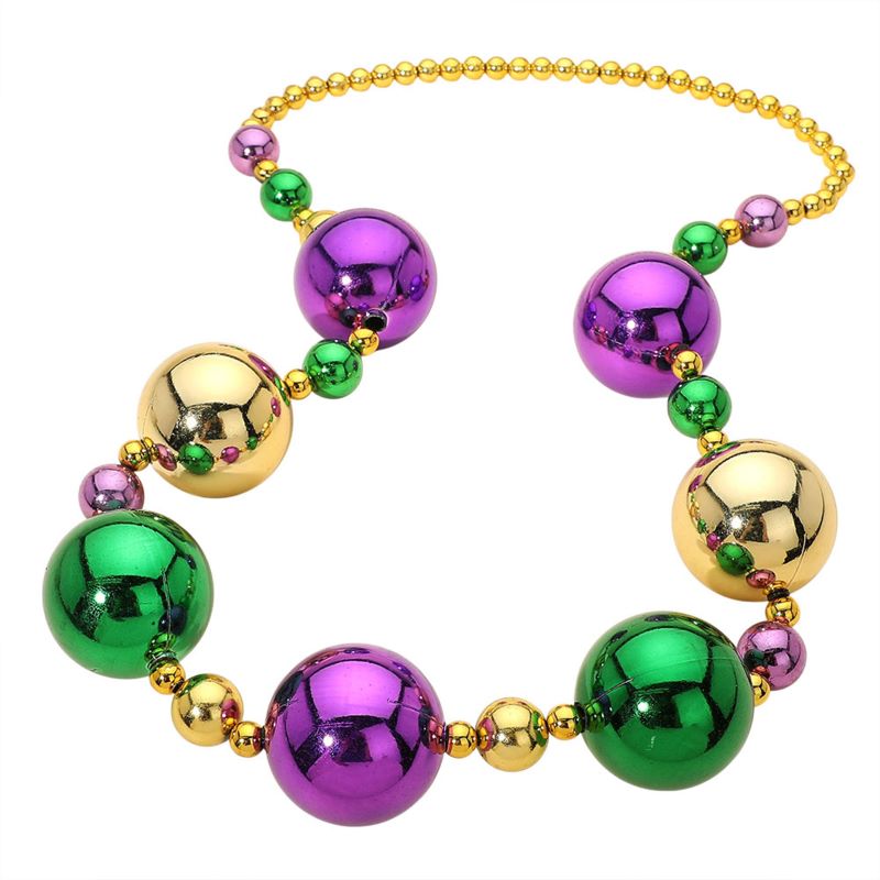 Oversized Mardi Gras Beads Long Statement Necklace