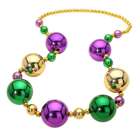 Oversized Mardi Gras Beads Long Statement Necklace