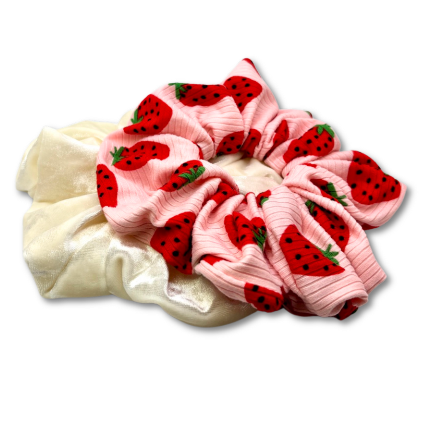 Strawberry & Ivory Scrunchie Set