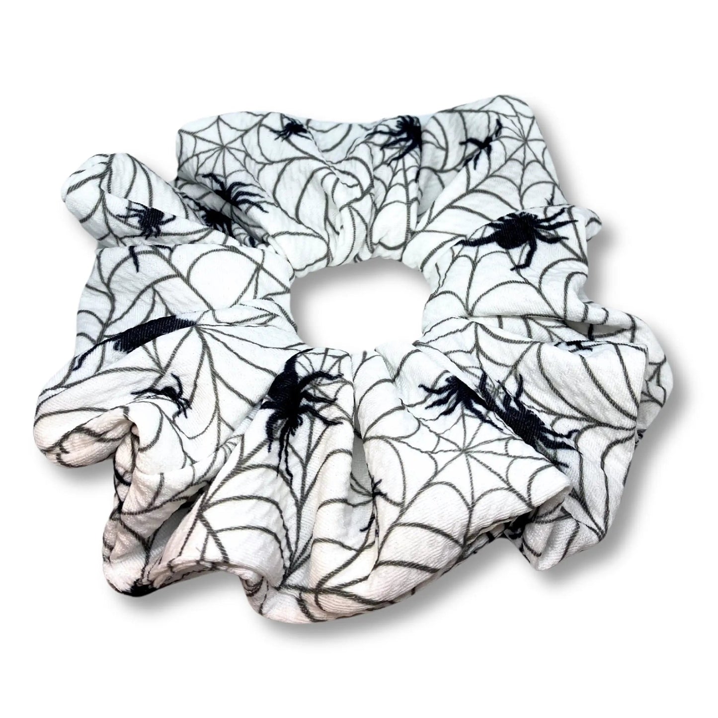 White Spiderweb Halloween Bullet Scrunchie