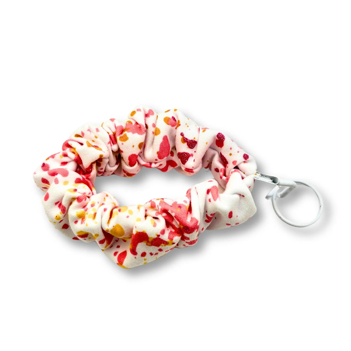 Splatter Paint White Scrunchie Wristlet