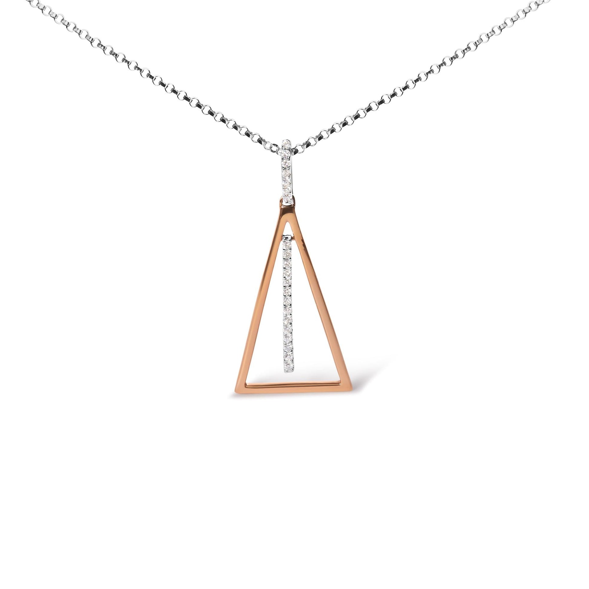 14K Rose and White Gold 1/8 Cttw Diamond Windchime 18" Pendant Necklace (G-H Color, SI1-SI2 Clarity)-0