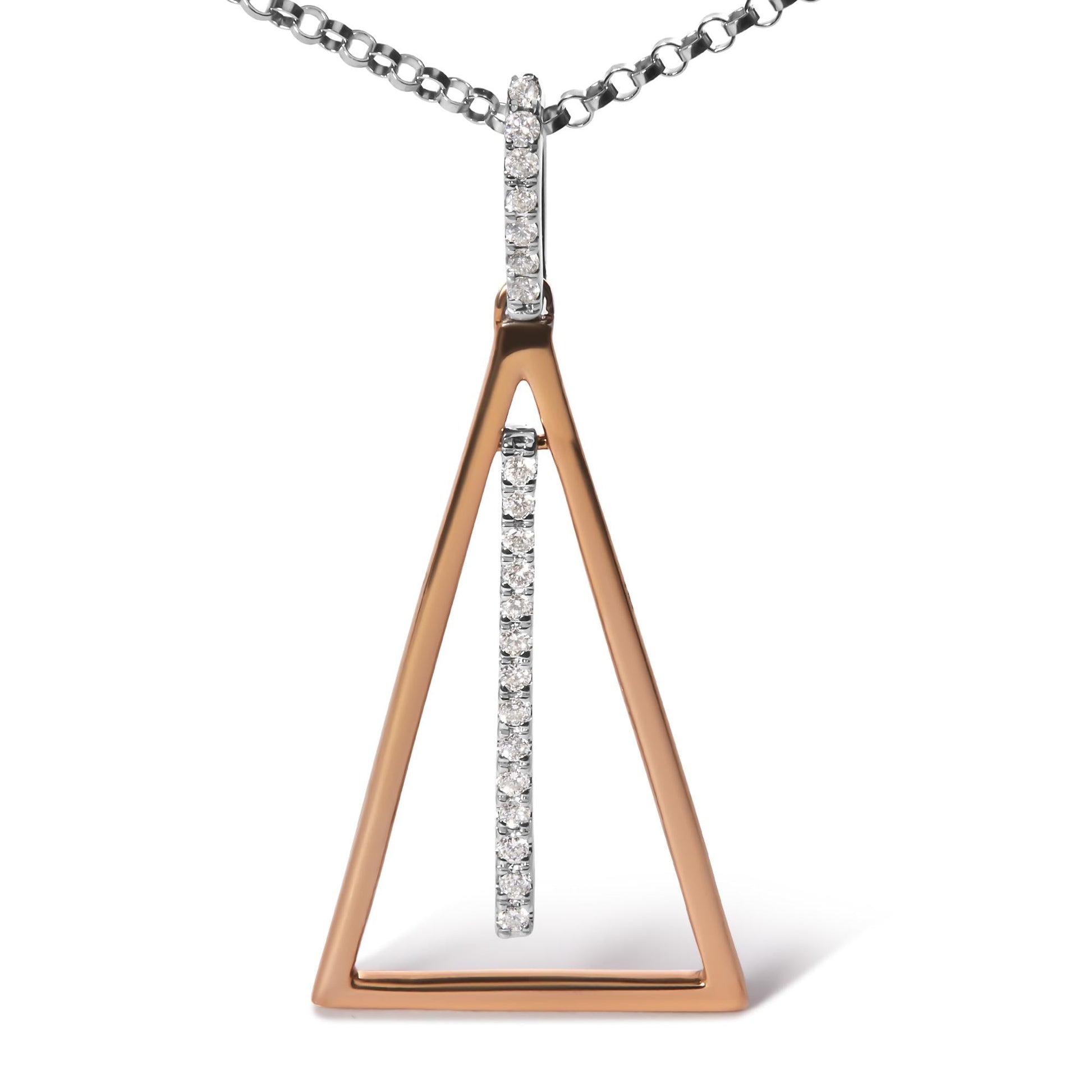 14K Rose and White Gold 1/8 Cttw Diamond Windchime 18" Pendant Necklace (G-H Color, SI1-SI2 Clarity)-1