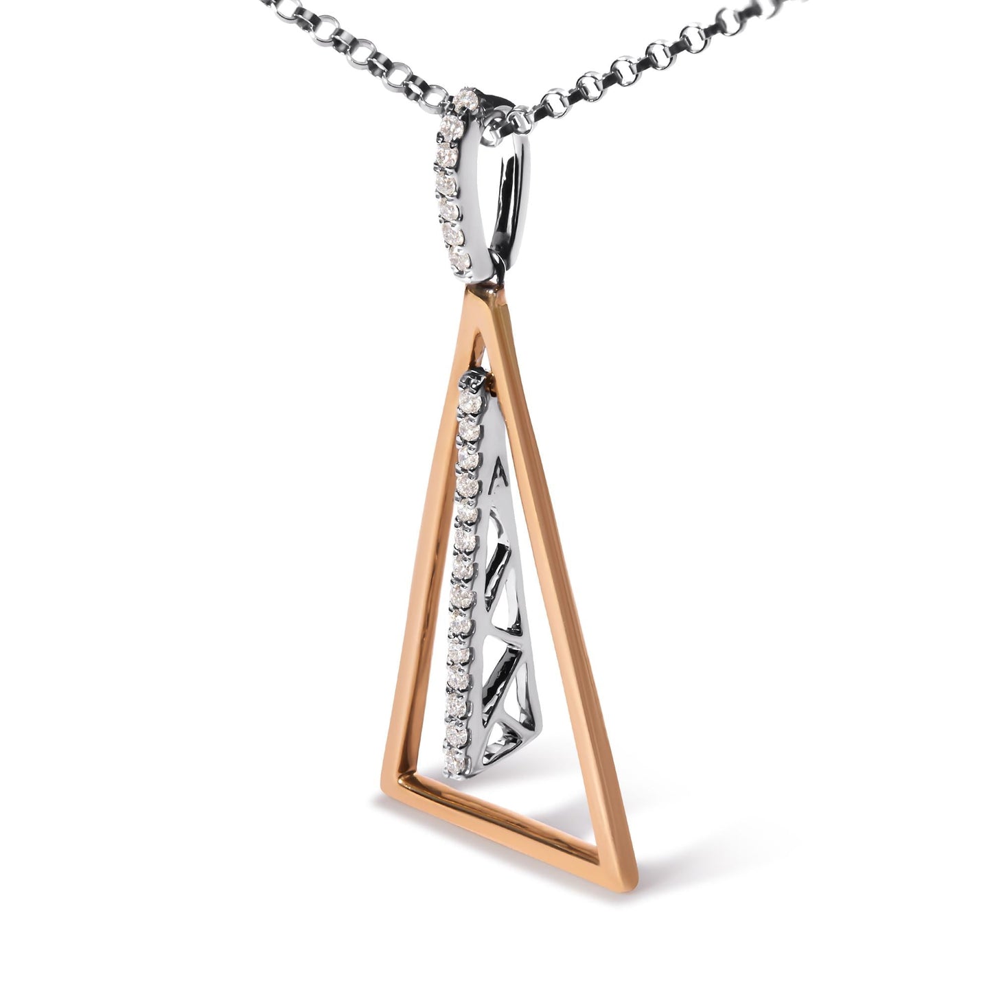 14K Rose and White Gold 1/8 Cttw Diamond Windchime 18" Pendant Necklace (G-H Color, SI1-SI2 Clarity)-2