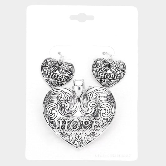"Hope" Heart Pendant Set
