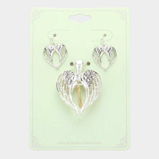 Antique Wings Arrow Pendant Set