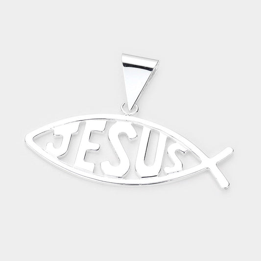 JESUS Message Metal Ichthys Pendant