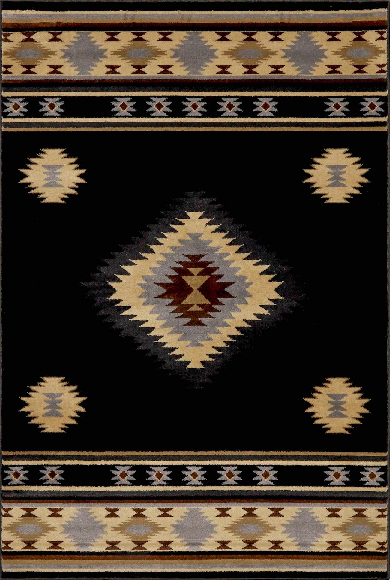 Buckhaven Black Southwestern Area Rug-0