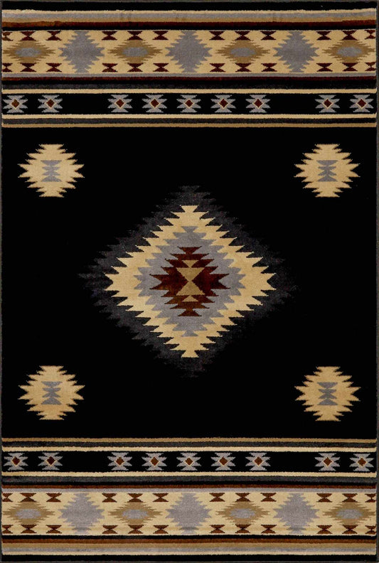 Buckhaven Black Southwestern Area Rug-0
