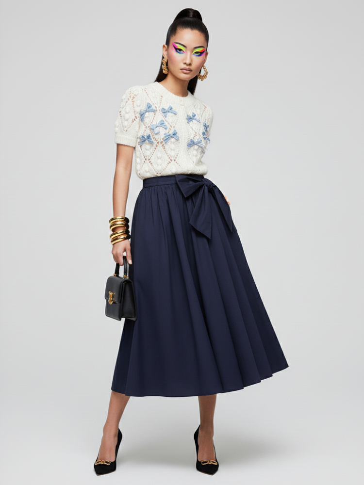 PARK AVENUE Bow Midi Skirt ECO FASHION BYMANYC ® New York-1