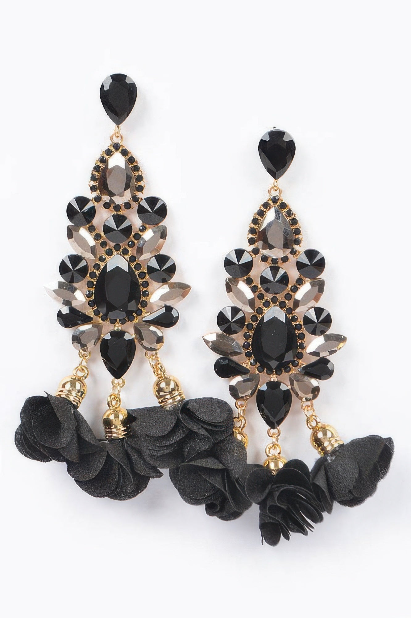 PARK AVENUE Multi Rhinestone Flower Drop Earrings: BYMANYC ® New York-0