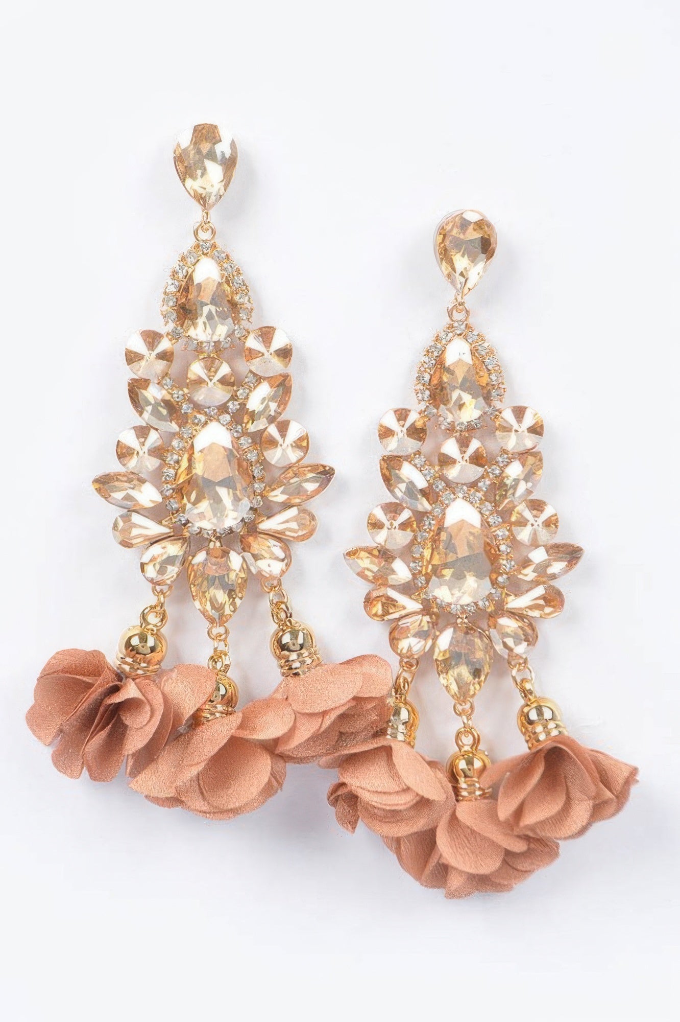 PARK AVENUE Multi Rhinestone Flower Drop Earrings: BYMANYC ® New York-1