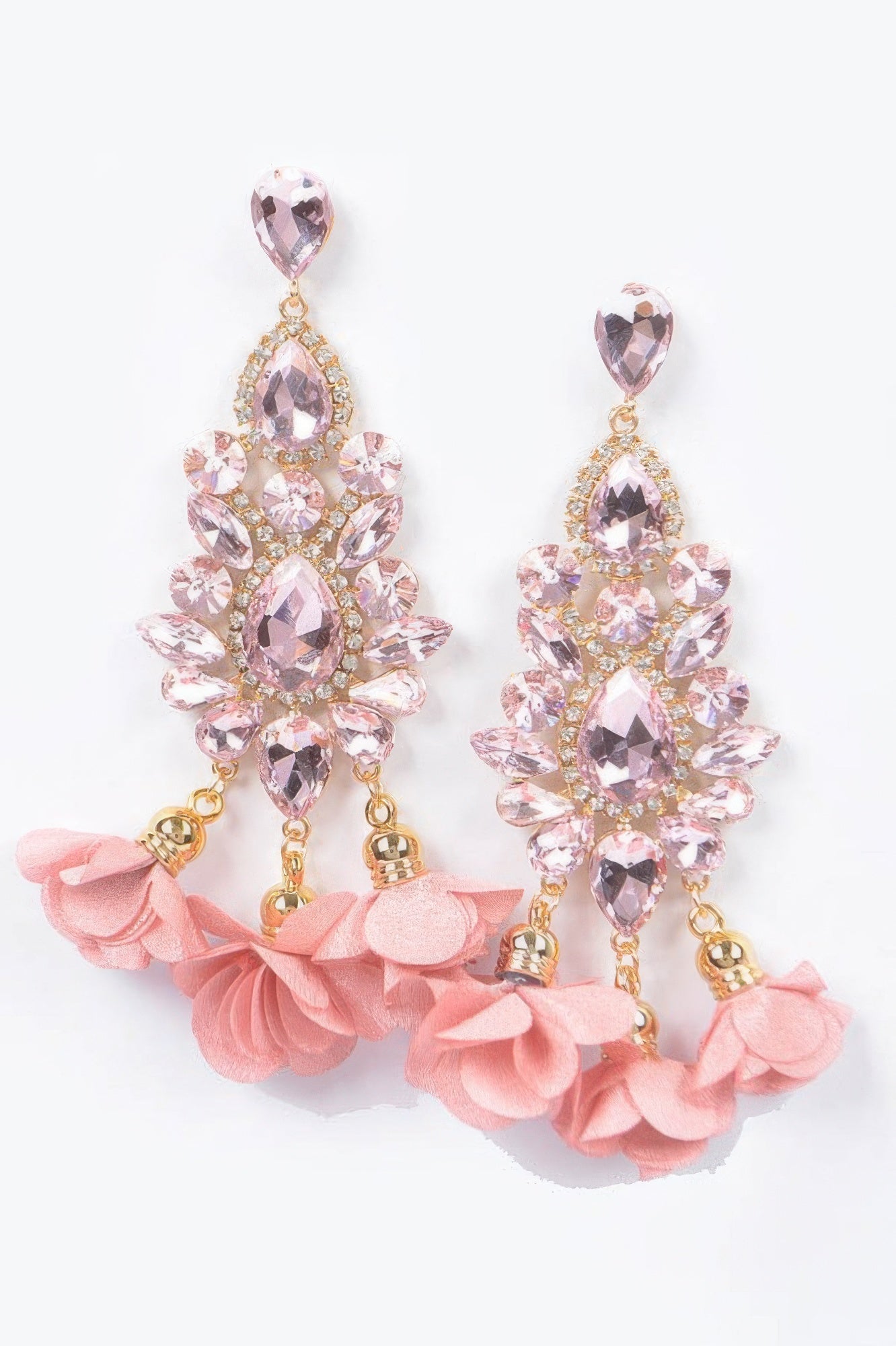 PARK AVENUE Multi Rhinestone Flower Drop Earrings: BYMANYC ® New York-4