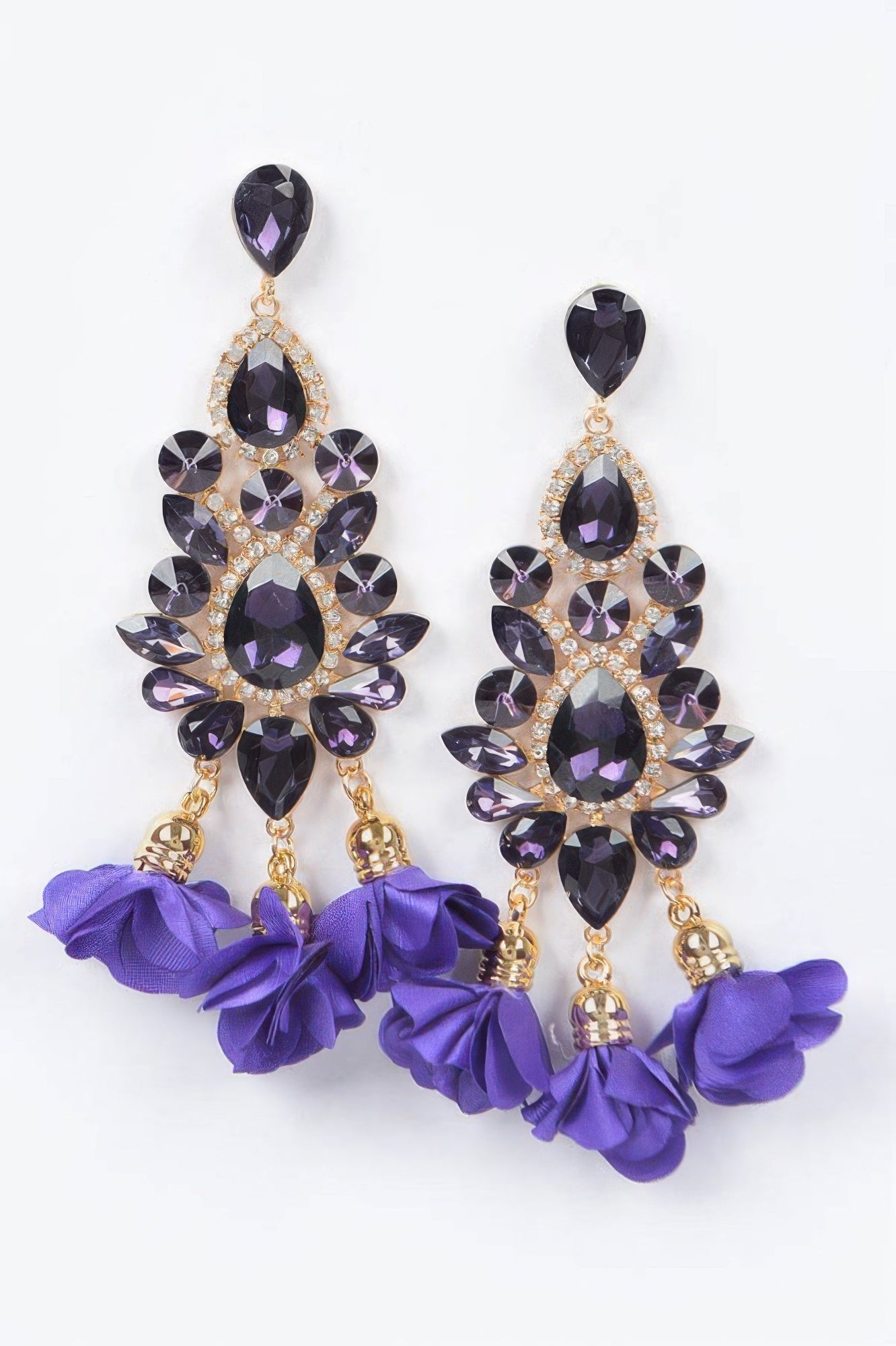 PARK AVENUE Multi Rhinestone Flower Drop Earrings: BYMANYC ® New York-5