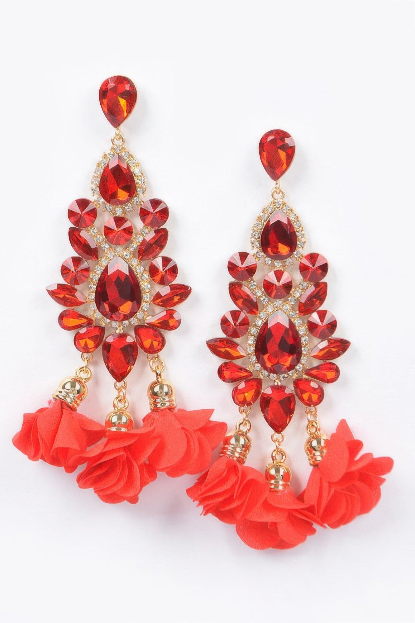 PARK AVENUE Multi Rhinestone Flower Drop Earrings: BYMANYC ® New York-6