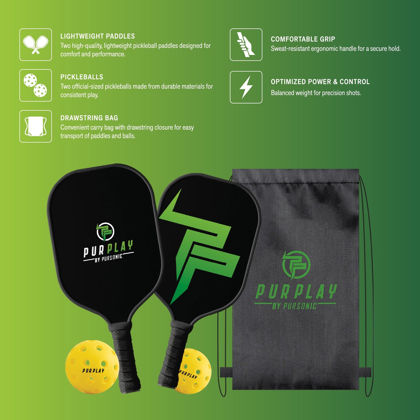 Pursonic The Ultimate Pickleball High Performance Set –4 Paddles, 4 Balls & 2 Carry Bag-1