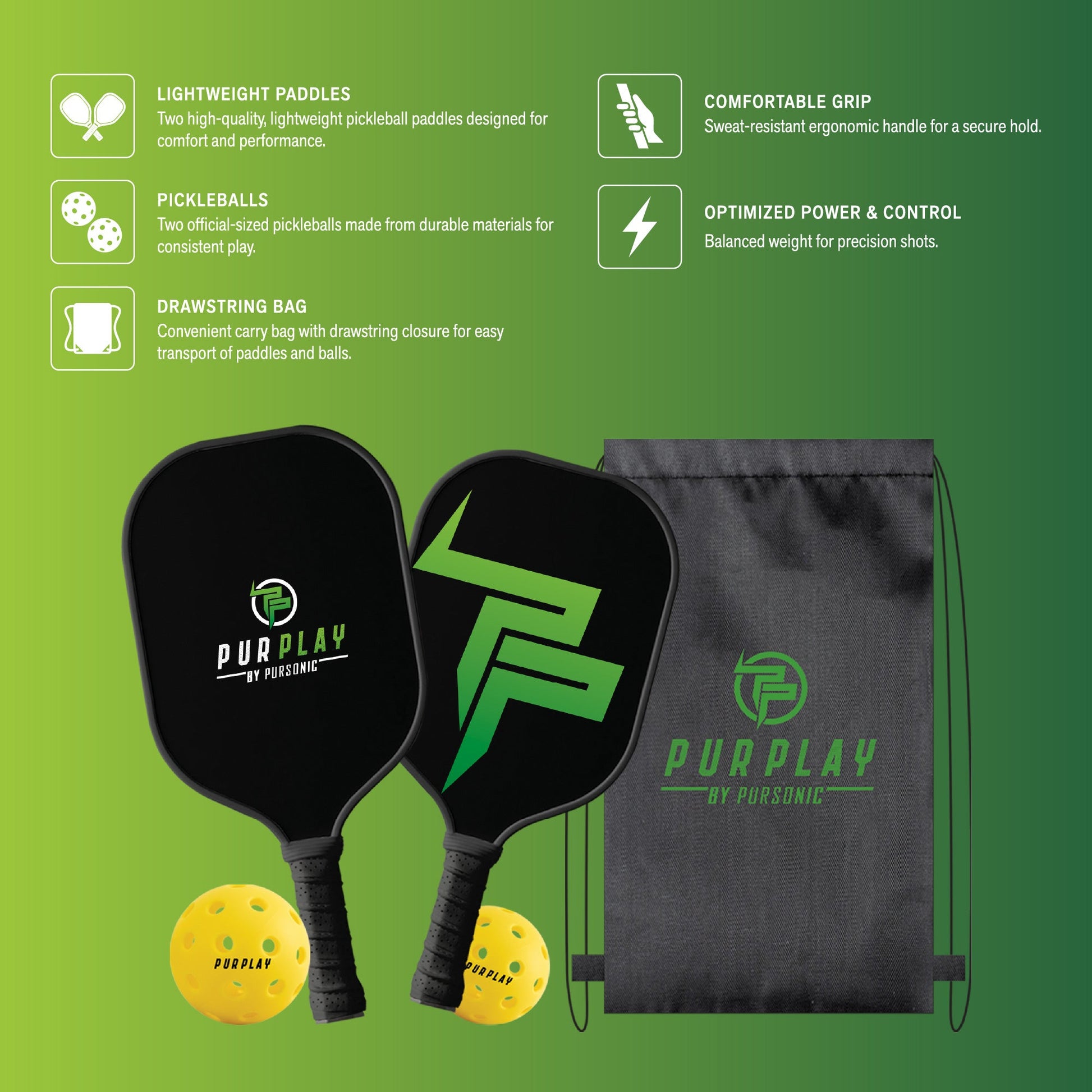Pursonic The Ultimate Pickleball High Performance Set –4 Paddles, 4 Balls & 2 Carry Bag-1