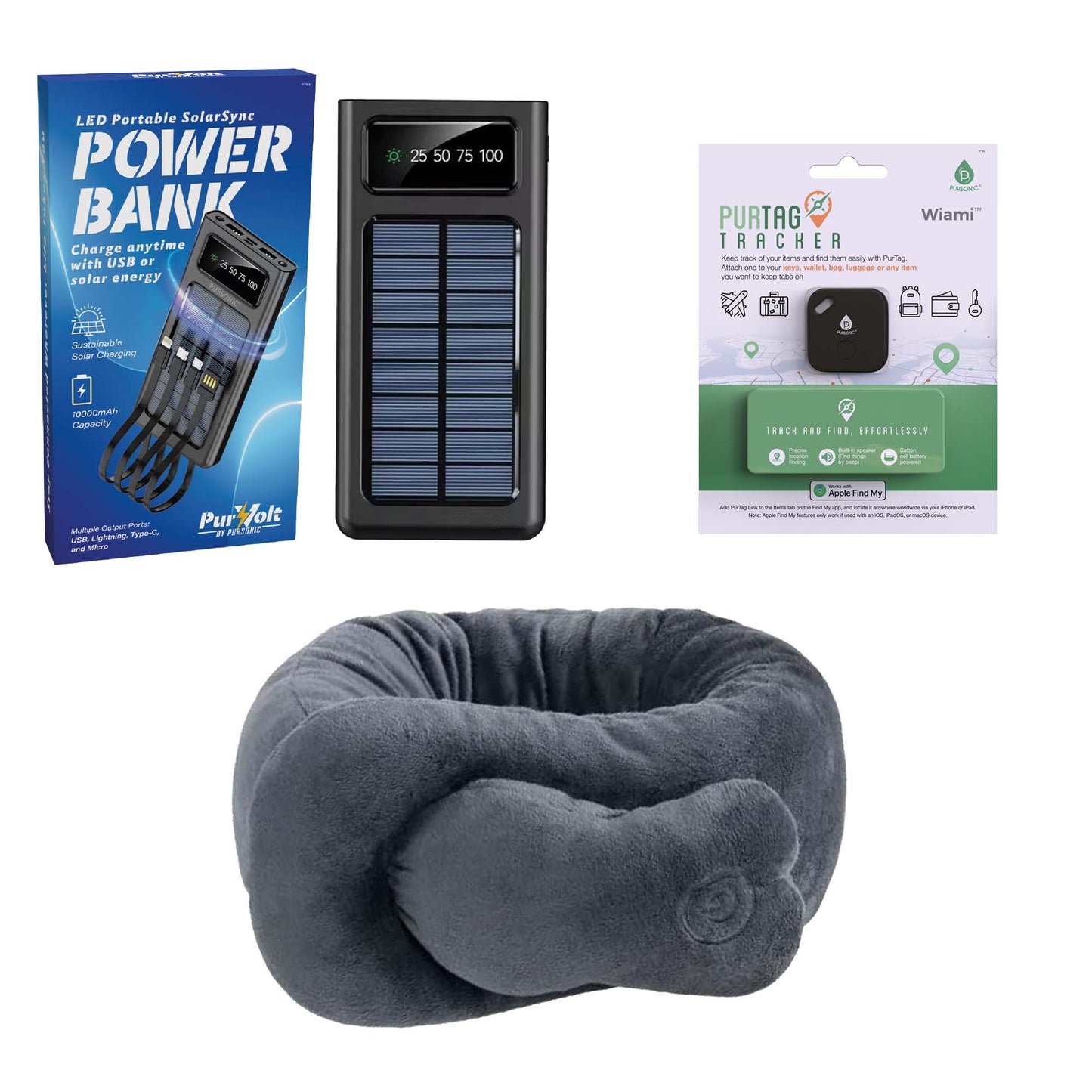 Pursonic Ultimate Travel Comfort Bundle: Stay Relaxed, Powered Up, and Organized on Every Journey!-0