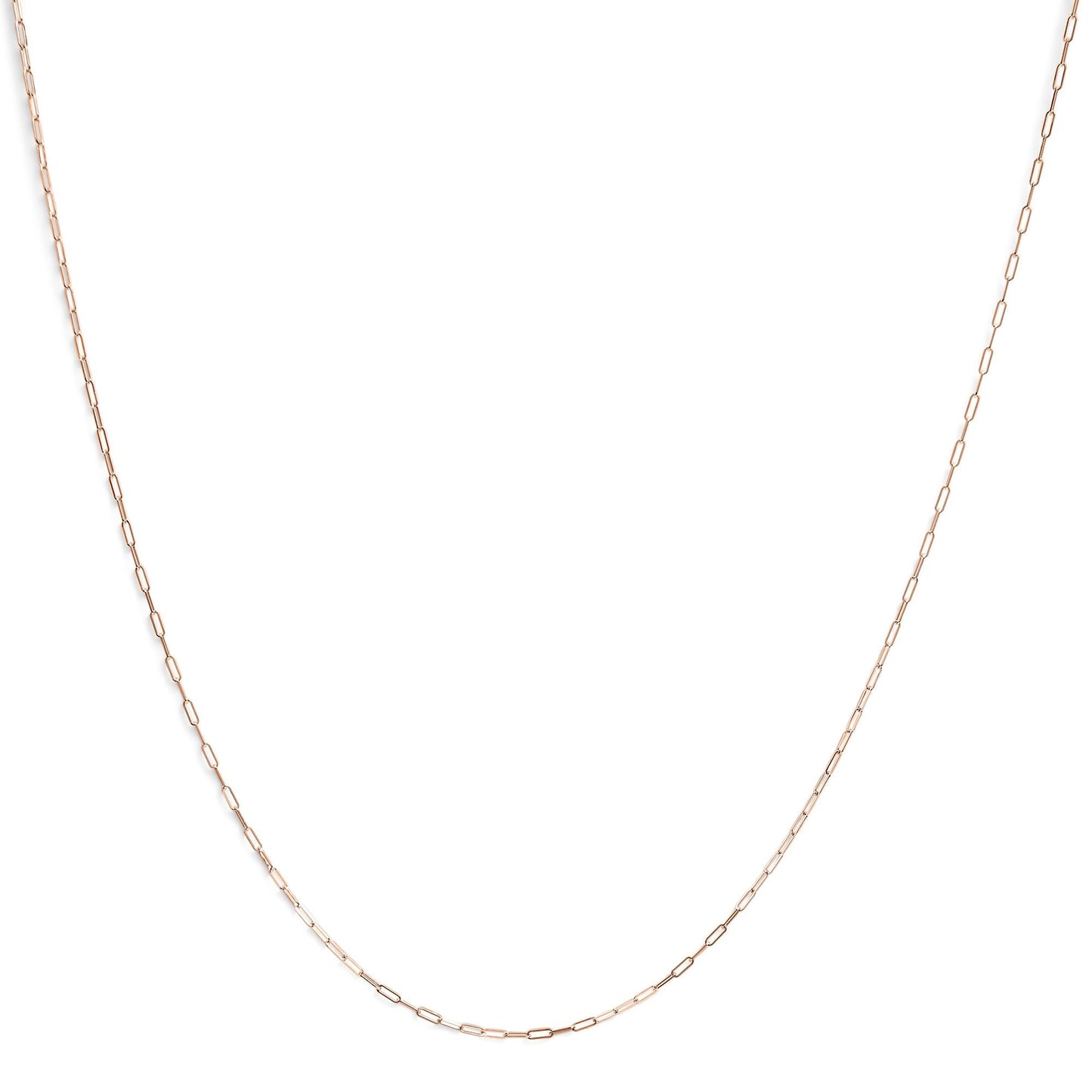 Unisex Solid 14K Gold 1.5mm Paperclip Chain Necklace - Choice of Length and Metal Color-0