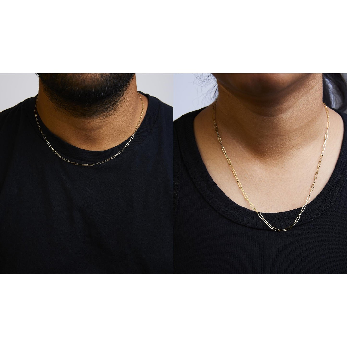Unisex Solid 14K Gold 2.5mm Paperclip Chain Necklace-4