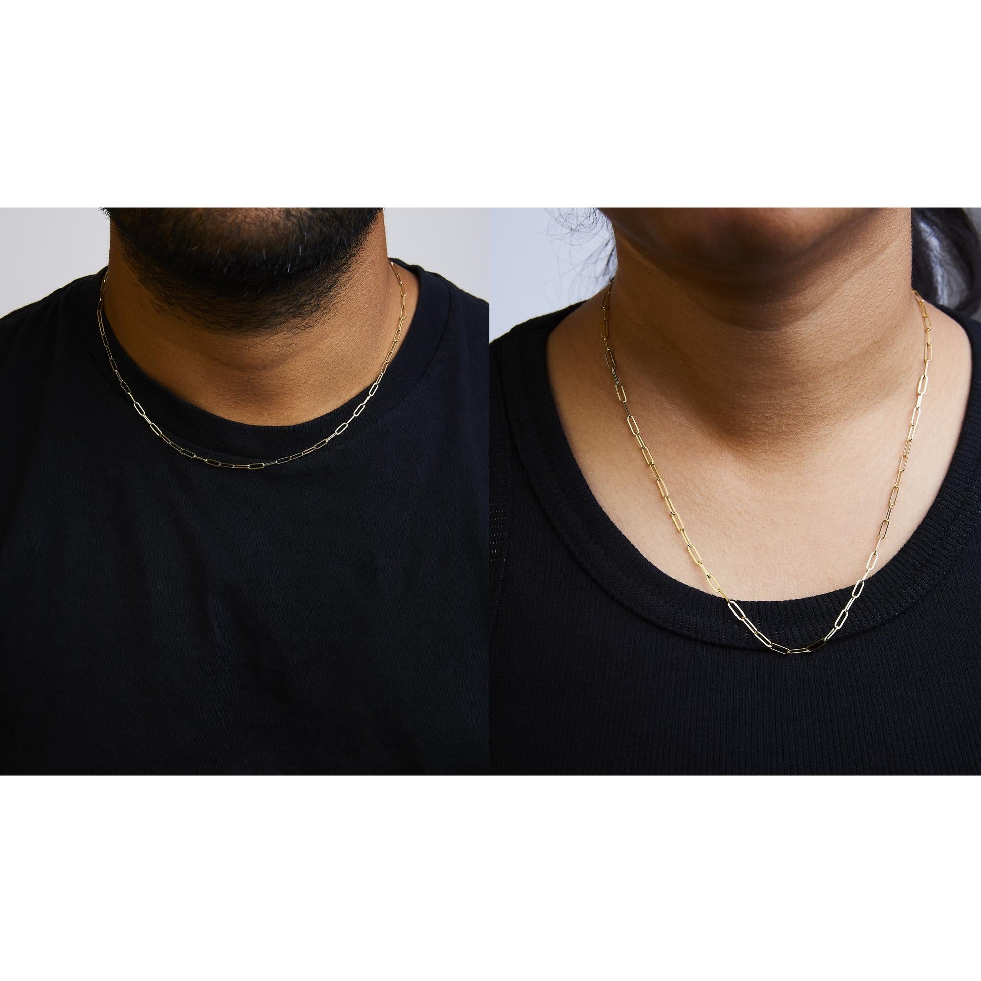 Unisex Solid 14K Gold 2.5mm Paperclip Chain Necklace-4