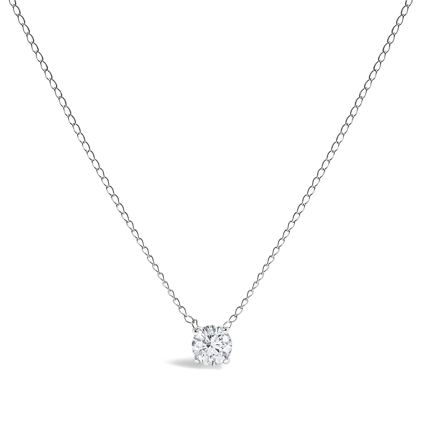 14K Gold Floating 1/2 Cttw Lab Grown Diamond Solitaire Pendant Necklace - 18" Inches-1
