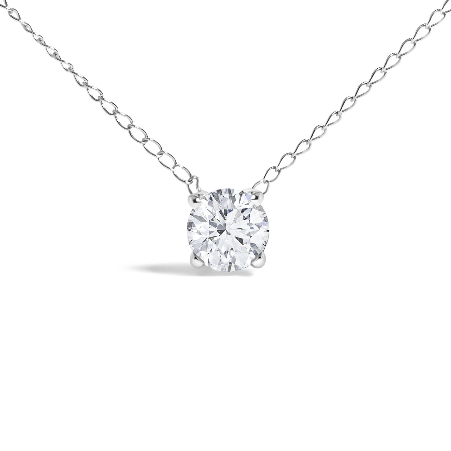 14K Gold Floating 1/2 Cttw Lab Grown Diamond Solitaire Pendant Necklace - 18" Inches-3
