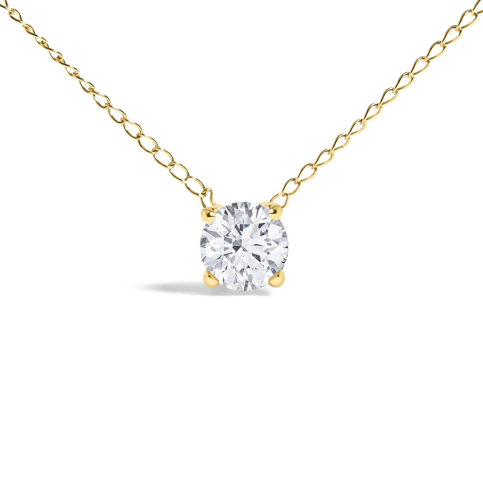 14K Gold Floating 1/2 Cttw Lab Grown Diamond Solitaire Pendant Necklace - 18" Inches-2