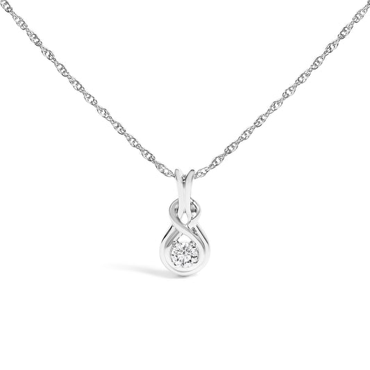 .925 Sterling Silver 1/10 Cttw Lab Grown Diamond Love Knot Solitaire Pendant Necklace - Size 18 Inches-0