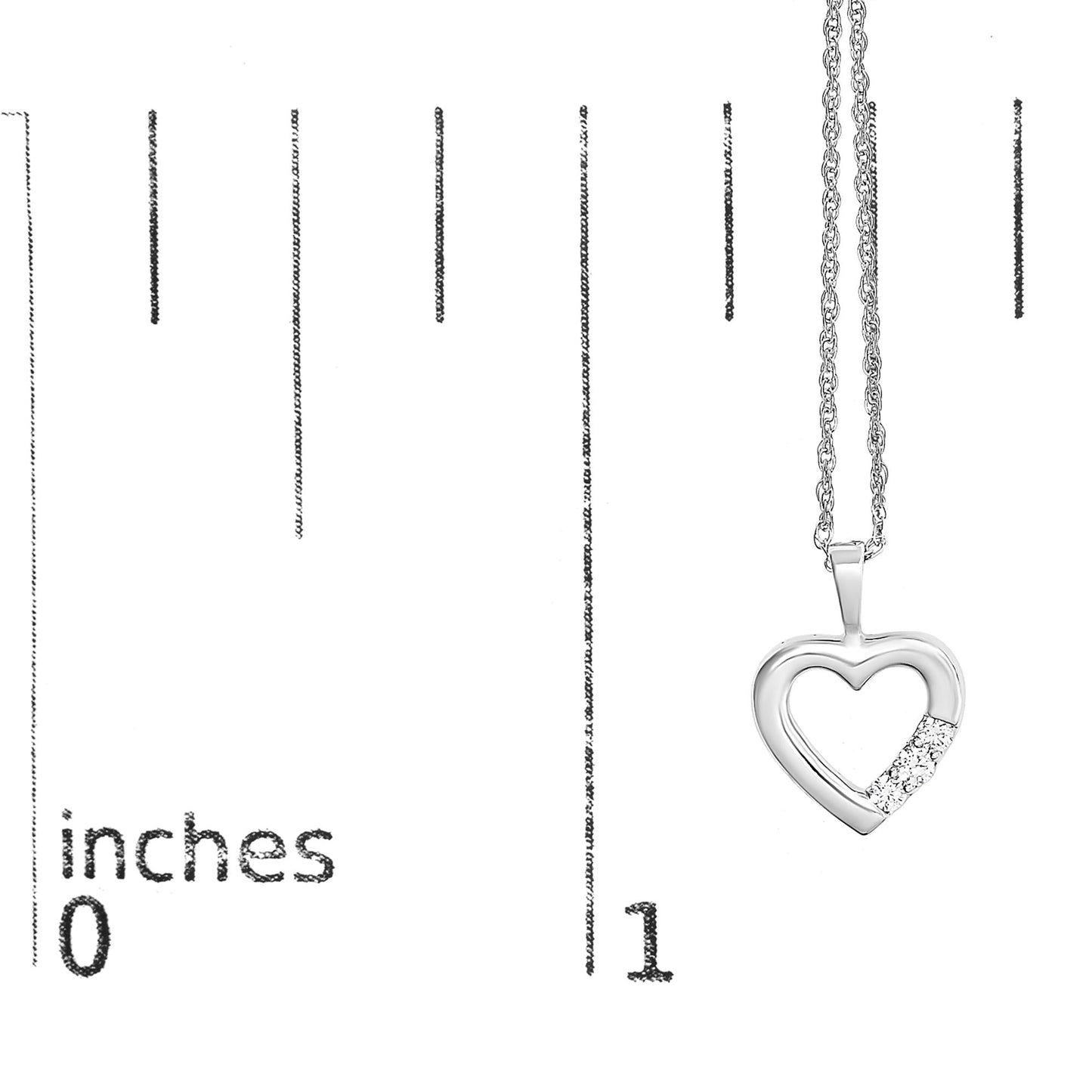 .925 Sterling Silver Lab Grown Diamond 1/4 Cttw Three Stone Heart Pendant Necklace - 18" Inches-4